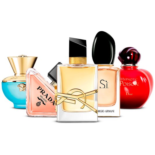 5 Parfüm Készlet – Versace Dylan Turquoise, Prada Paradoxe, Yves Saint Laurent Libre, Giorgio Armani Sì és Dior Hypnotic Poison [100 ml mindegyik]