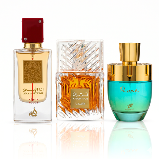 3 Parfüm Készlet | Ana Abiyedh Rouge + Afnan Rare Tiffany + Lattafa Sublime 100 ml