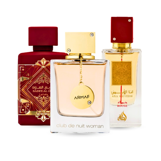 3 Parfüm Készlet | Club de Nuit Woman + Lattafa Sublime + Ana Abiyedh Rouge 100 ml