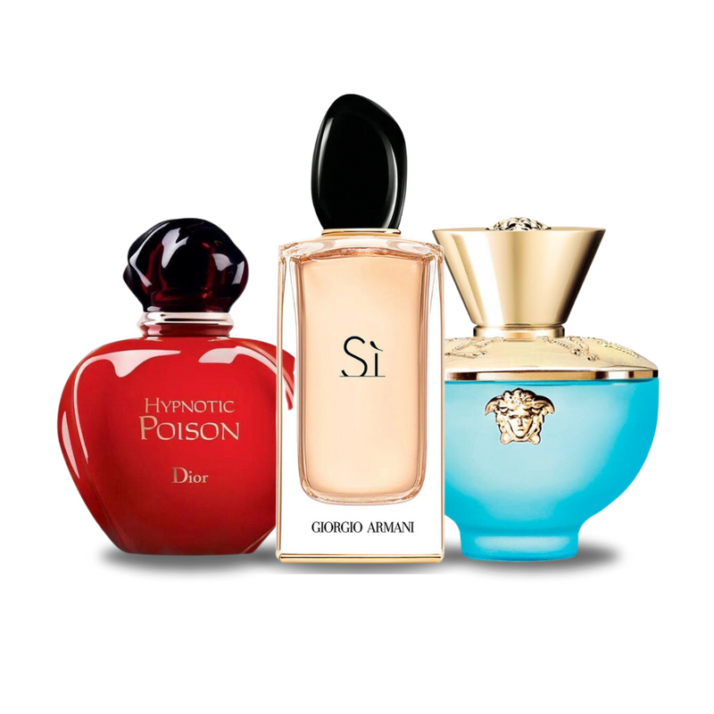 3 Parfüm Készlet | Dior HYPNOTIC POISON, Giorgio Armani SÌ, Versace DYLAN TURQUOISE 100 ml