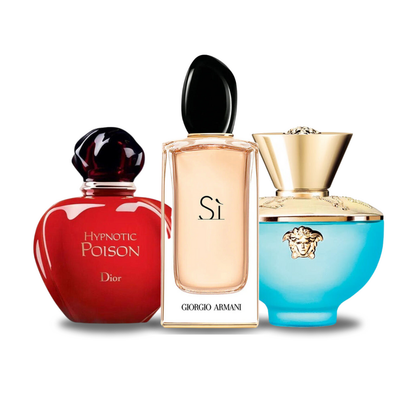3 Parfüm Készlet | Dior HYPNOTIC POISON, Giorgio Armani SÌ, Versace DYLAN TURQUOISE 100 ml