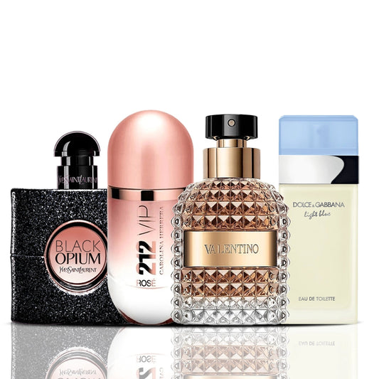4 Parfüm Készlet | Black Opium + 212 VIP Rose + Valentino + Dolce & Gabbana Light Blue 100 ml